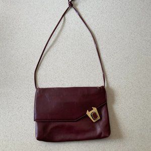 Burgundy Leather Flap Envelope Bag by Shirl Miller Vintage NOS